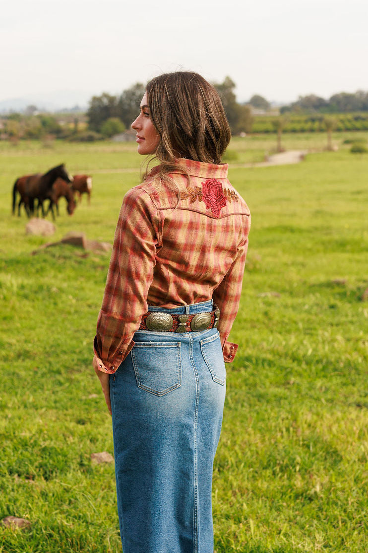 Pretty Plaid Cowboy Button Up