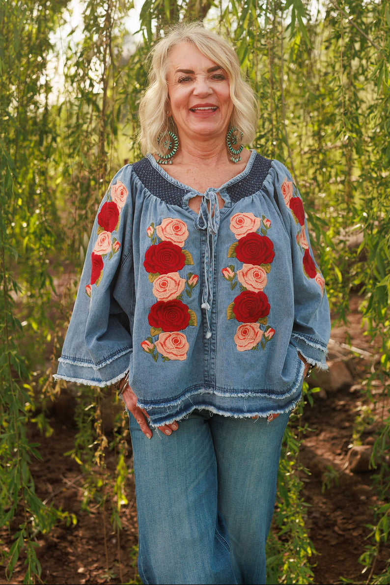 Denim and Rose Top