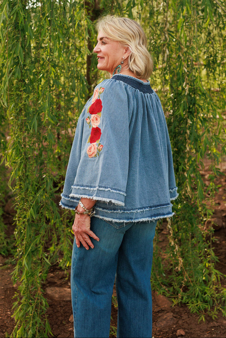 Denim and Rose Top
