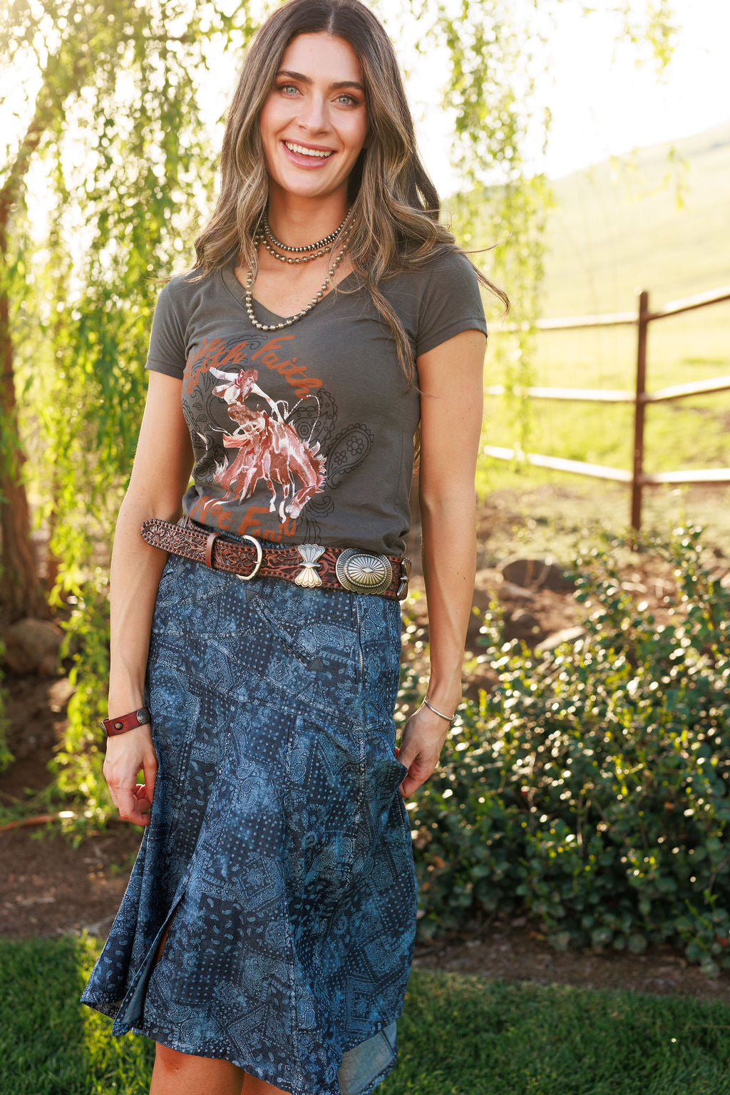 Denim Rose Skirt