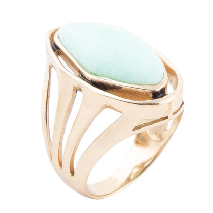 Abstract Green Chrysoprase and Golden Ring