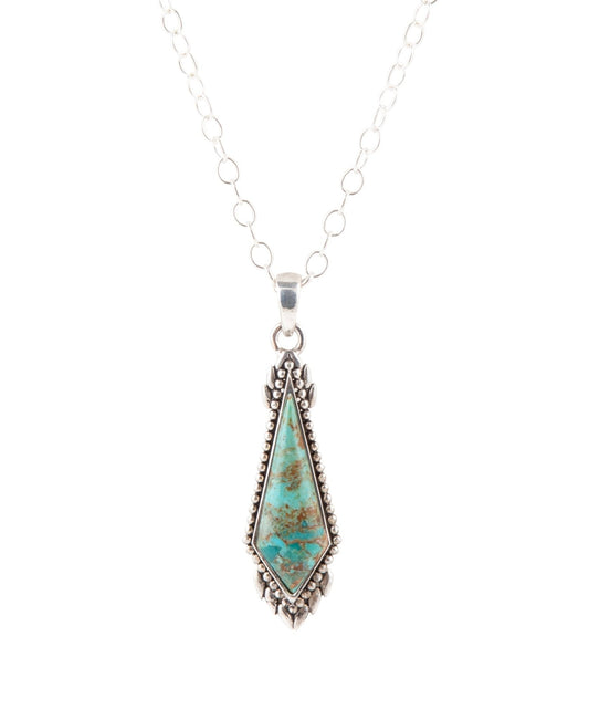 Anemone Long Diamond Turquoise and Sterling Silver Necklace