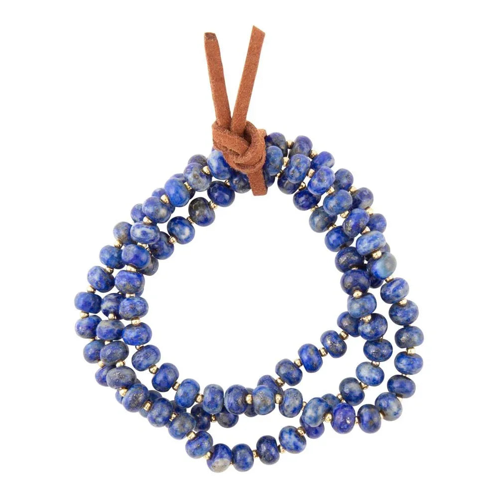 Blue Lapis Triple Strand Golden Bracelet Set - Western Grace Collective