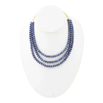 Blue Lapis Triple Strand Golden Necklace - Western Grace Collective