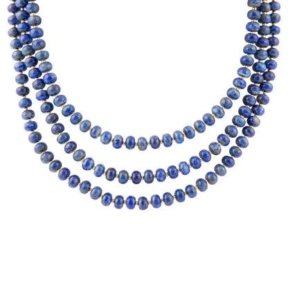Blue Lapis Triple Strand Golden Necklace - Western Grace Collective