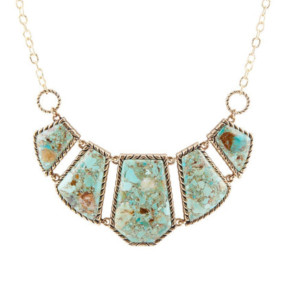Blue Turquoise and Goldtone Statement Necklace
