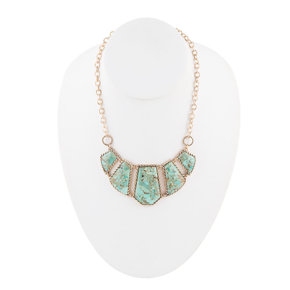 Blue Turquoise and Goldtone Statement Necklace