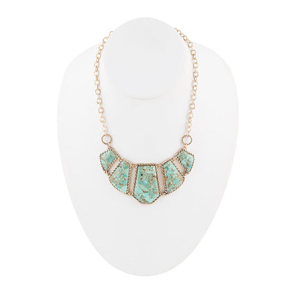 Blue Turquoise and Goldtone Statement Necklace