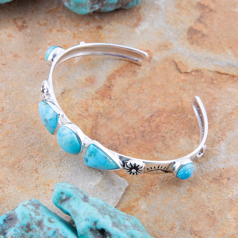 Blue Turquoise and Sterling Silver Cuff Bracelet