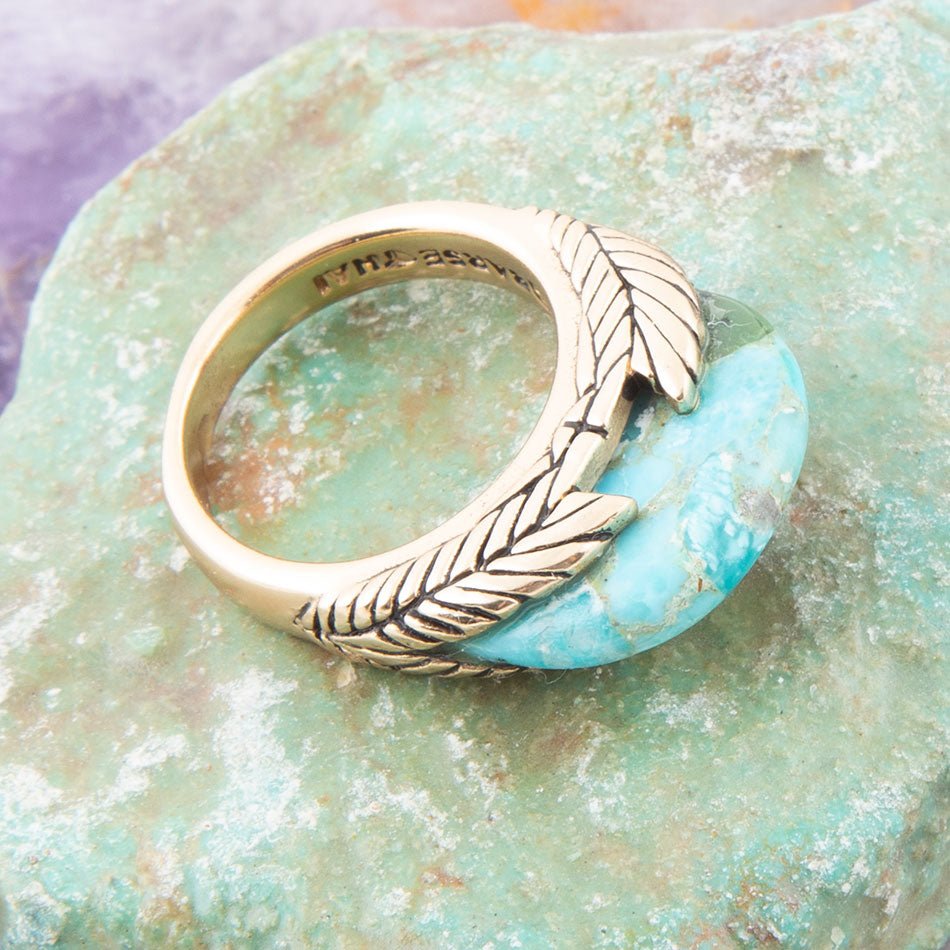 Blue Turquoise Line Golden Ring