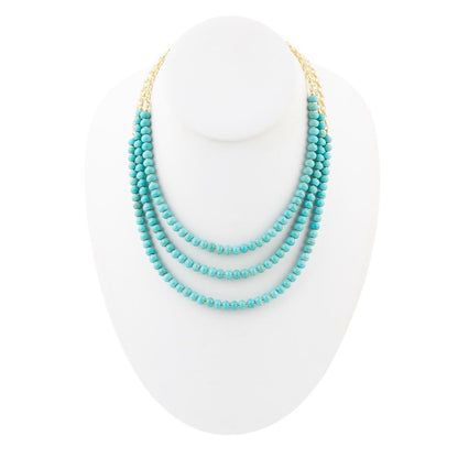 Blue Turquoise Magnesite Golden Necklace