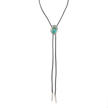 Blue Turquoise Matrix Sterling Silver Bolo Tie Necklace
