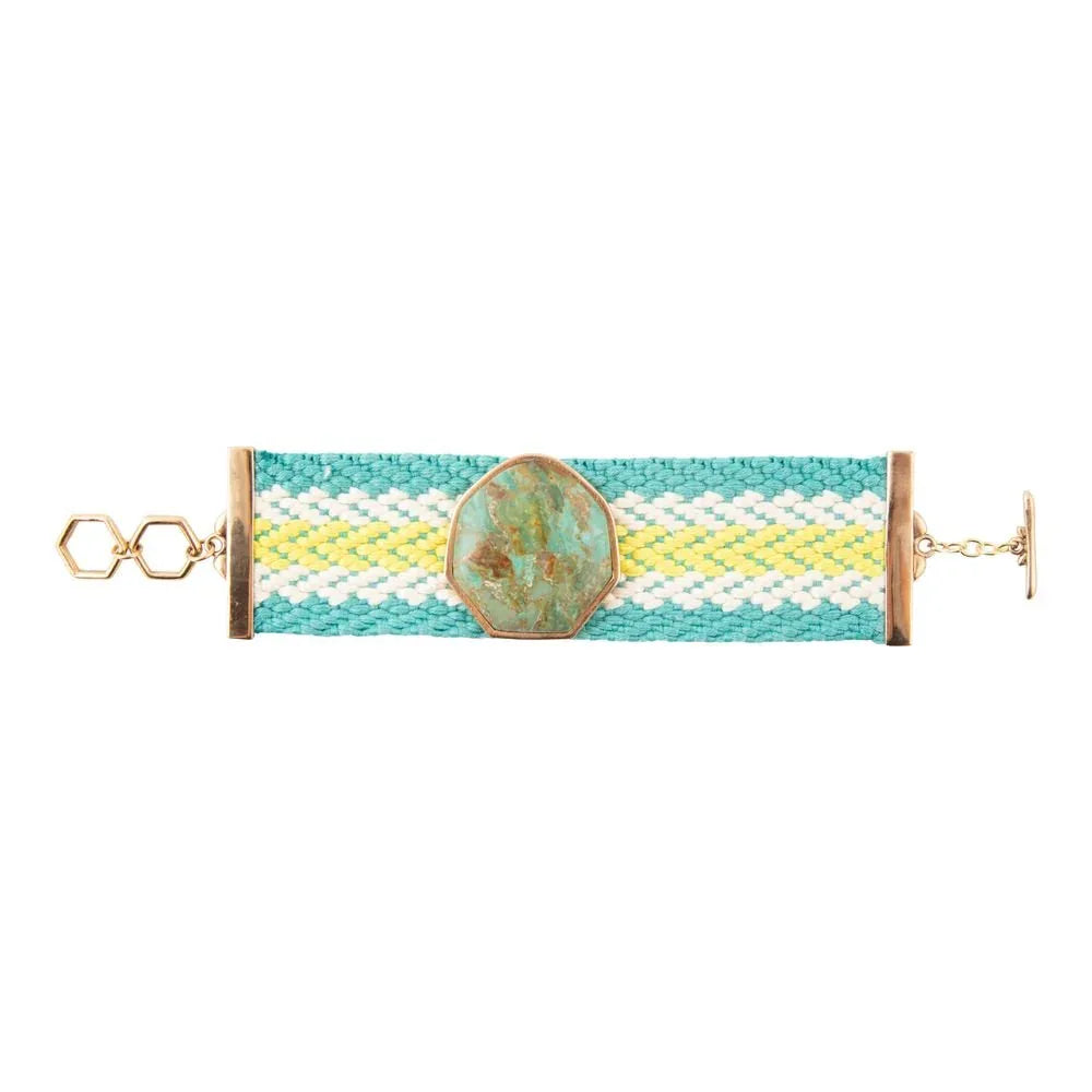 Blue Turquoise Textile Blues Woven Bracelet - Western Grace Collective