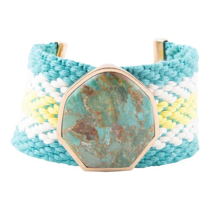 Blue Turquoise Textile Blues Woven Bracelet - Western Grace Collective