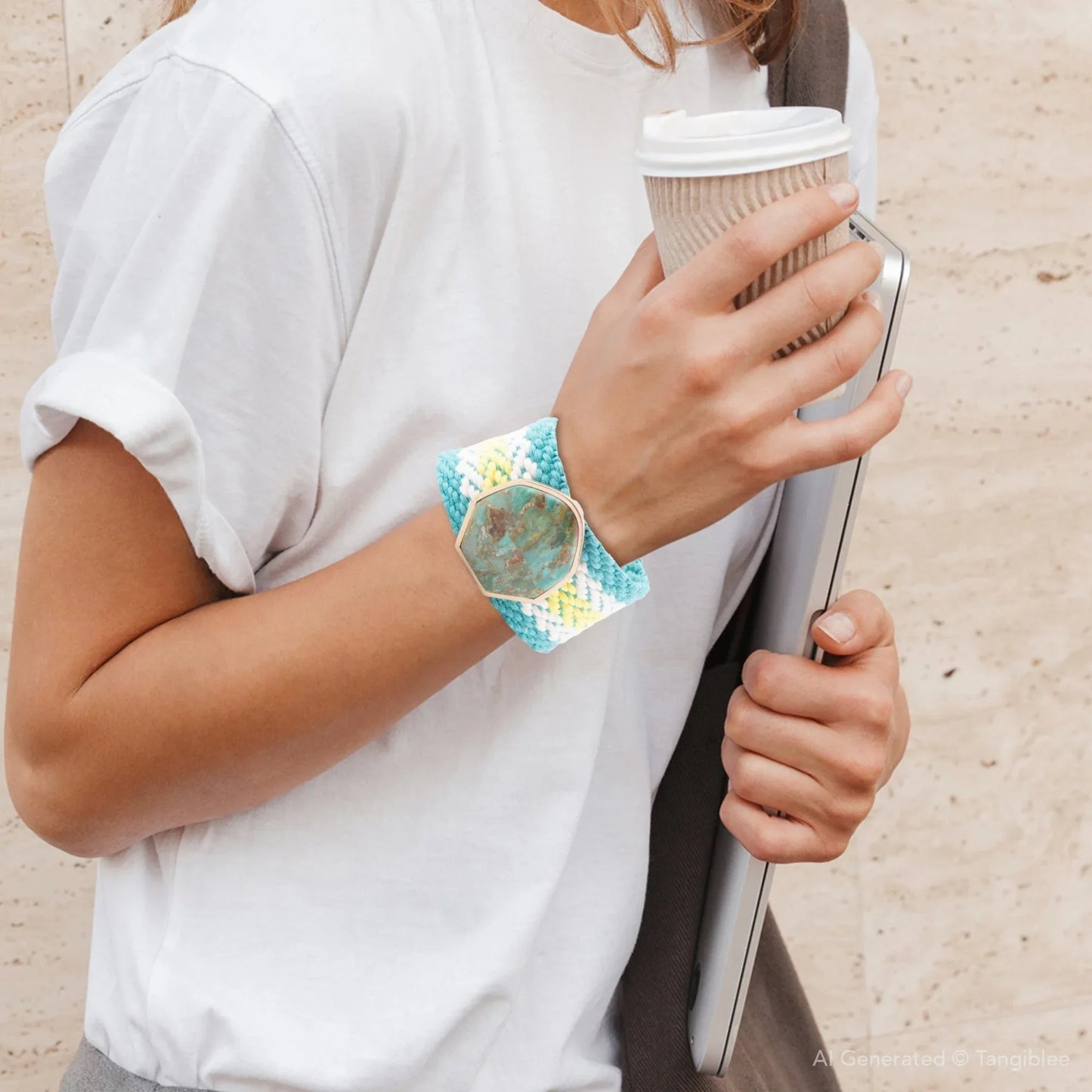 Blue Turquoise Textile Blues Woven Bracelet - Western Grace Collective