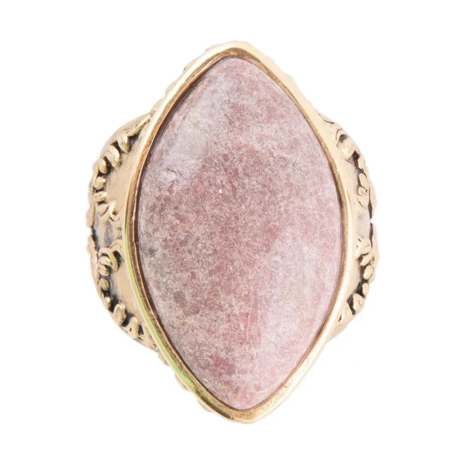 Champion Pink Rhodonite Golden Cocktail Ring - Western Grace Collective