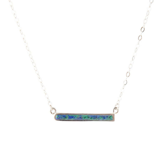 Dainty Azurite Bar Necklace