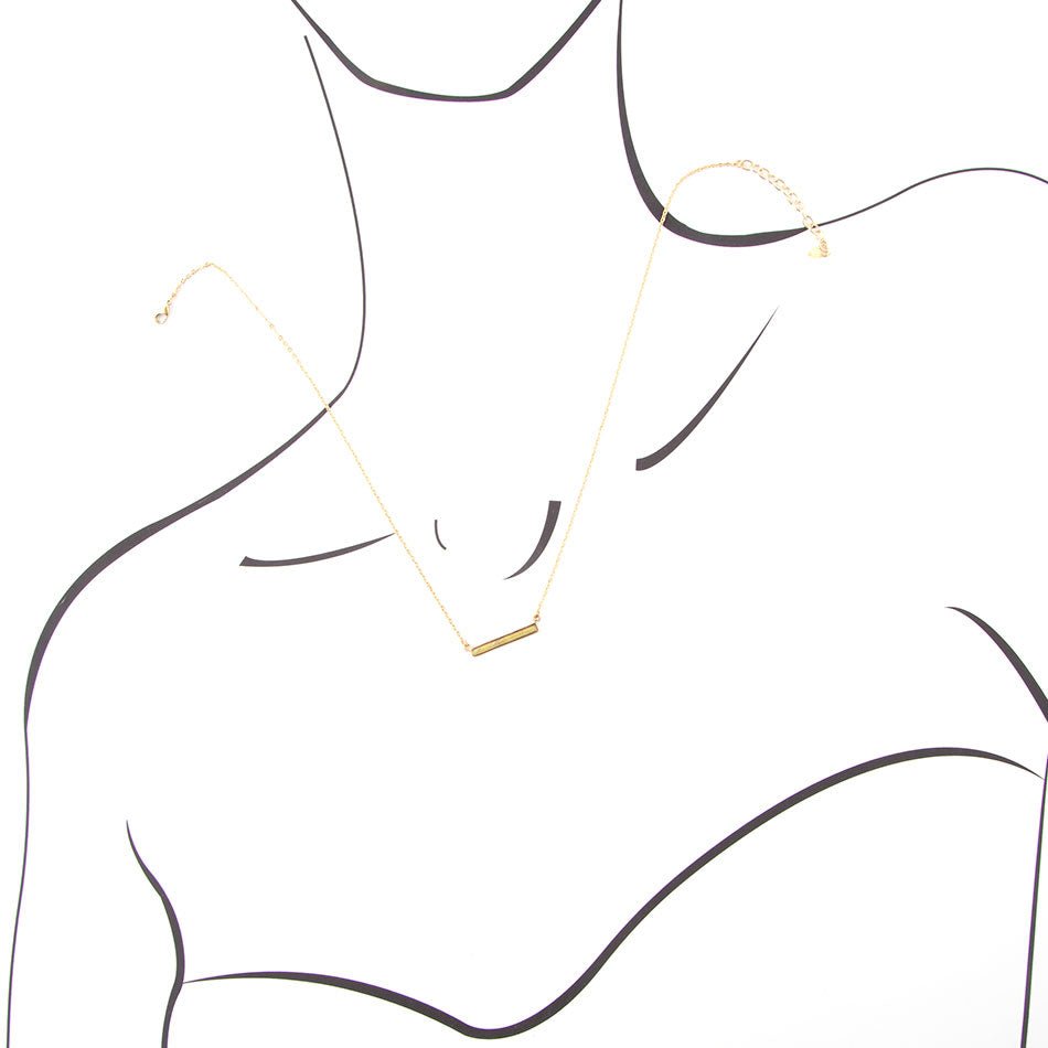 Dainty Green Aventurine Bar Necklace