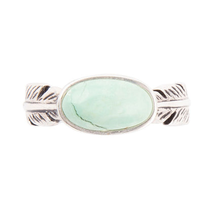 Feather Green Turquoise and Sterling Silver Ring