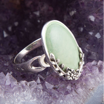 Floral Green Turquoise and Sterling Silver Ring