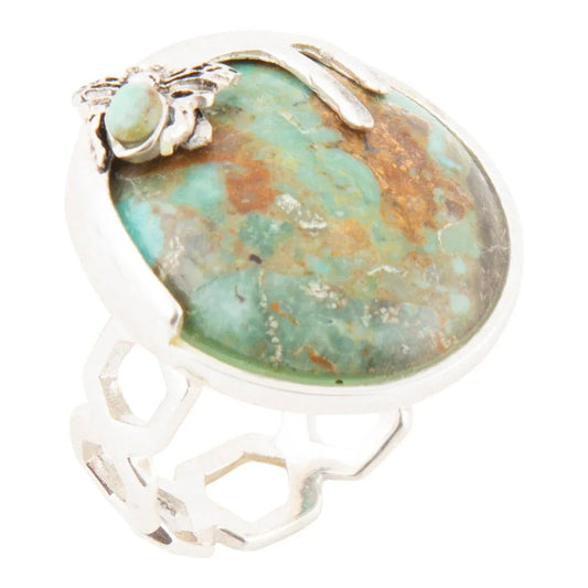Honey Bee Blue Turquoise Sterling Silver Ring - Western Grace Collective
