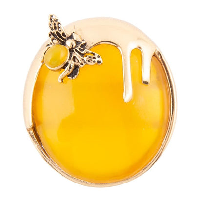 Honey Bee Yellow Agate Golden Ring