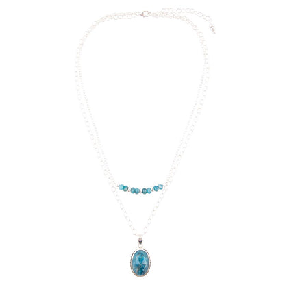Layered Blue Apatite and Sterling Silver Necklace