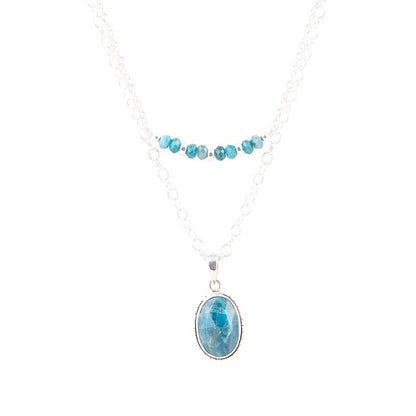Layered Blue Apatite and Sterling Silver Necklace