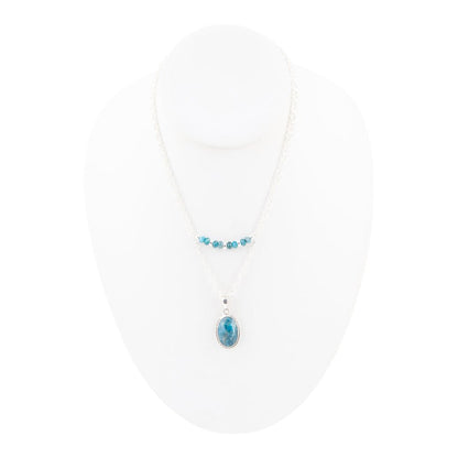 Layered Blue Apatite and Sterling Silver Necklace