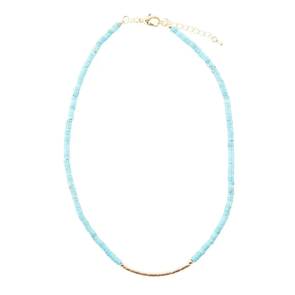 Little Bit Turquoise Golden Bar Necklace - Western Grace Collective