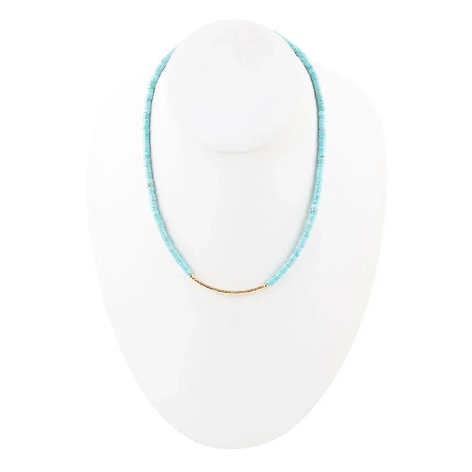 Little Bit Turquoise Golden Bar Necklace - Western Grace Collective