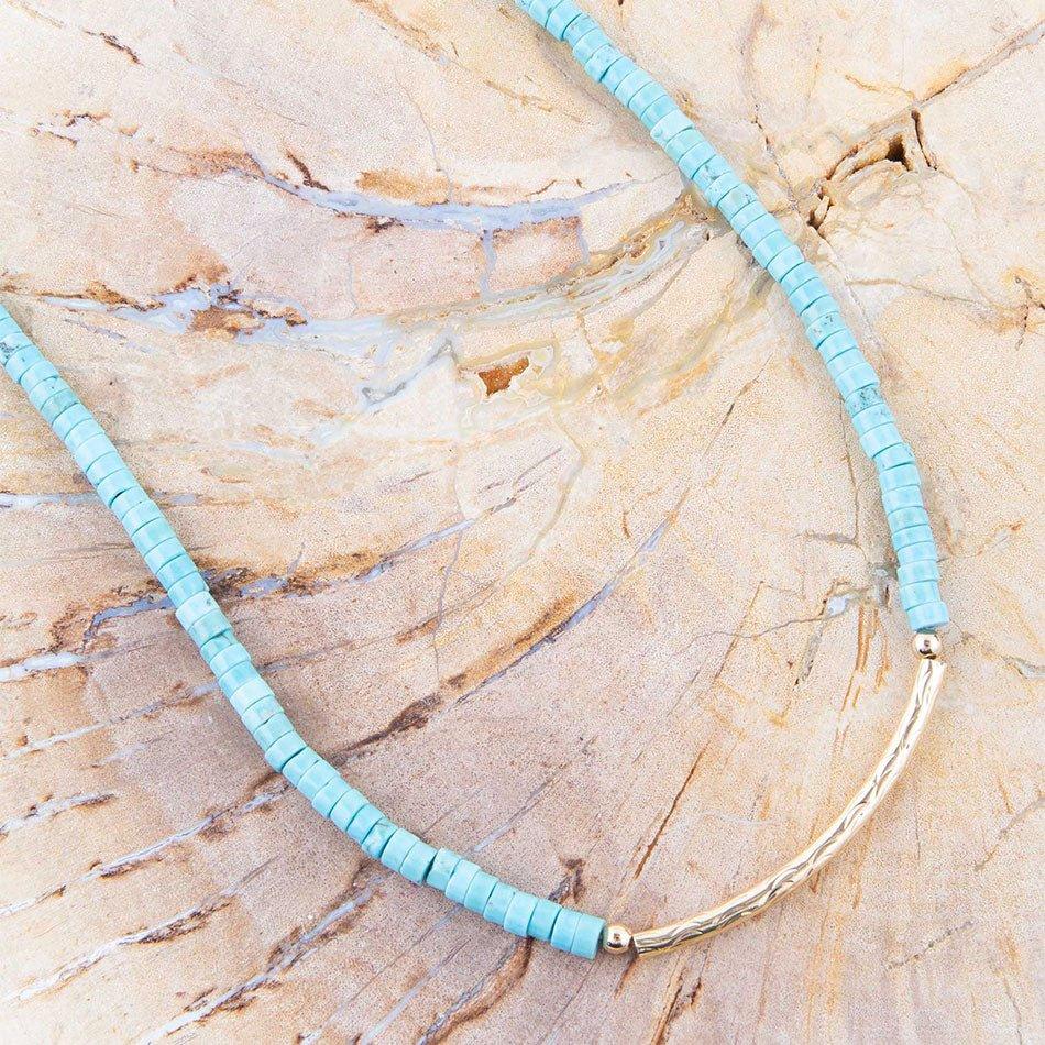 Little Bit Turquoise Golden Bar Necklace - Western Grace Collective