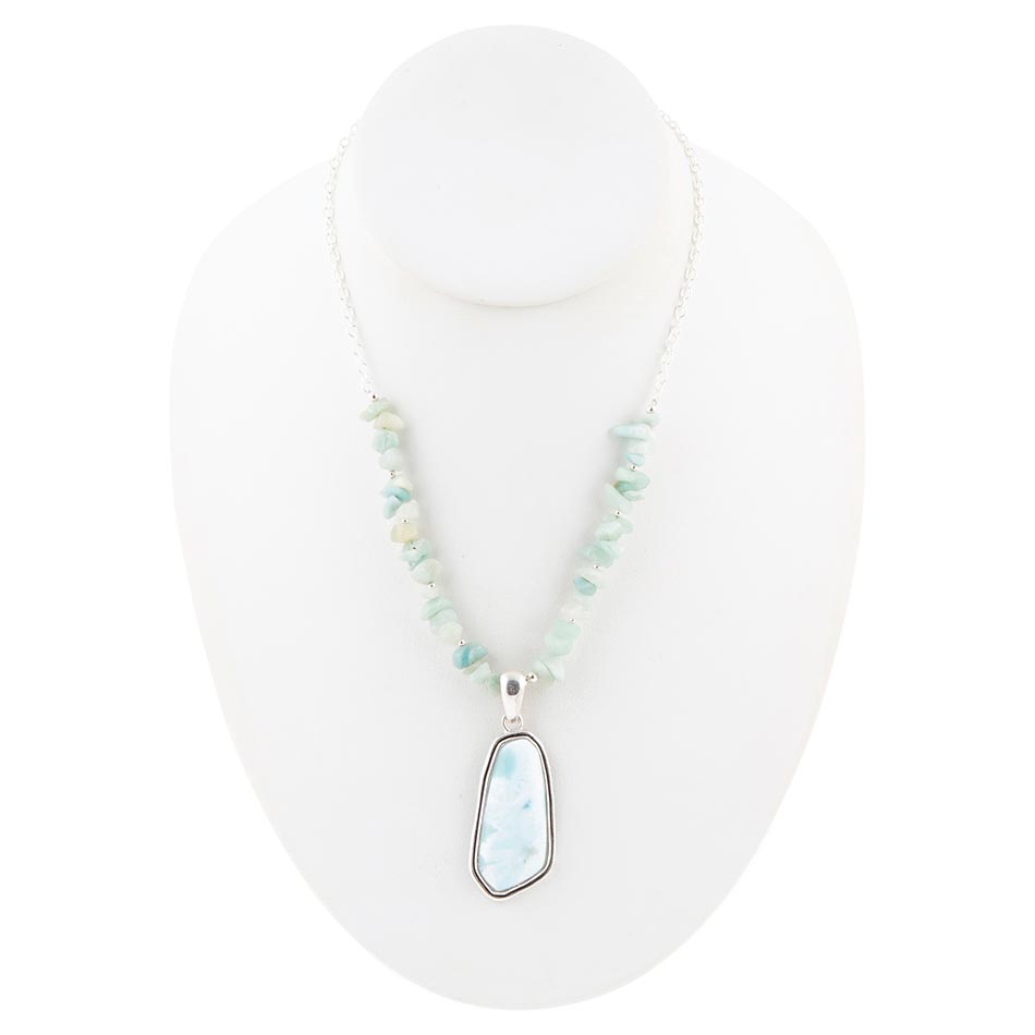 Natural Wonders Blue Larimar and Sterling Silver Necklace