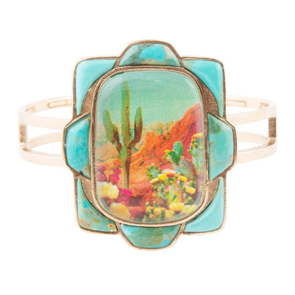 Scenic Sedona Blue Turquoise and Golden Cuff Bracelet - Western Grace Collective