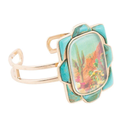 Scenic Sedona Blue Turquoise and Golden Cuff Bracelet - Western Grace Collective