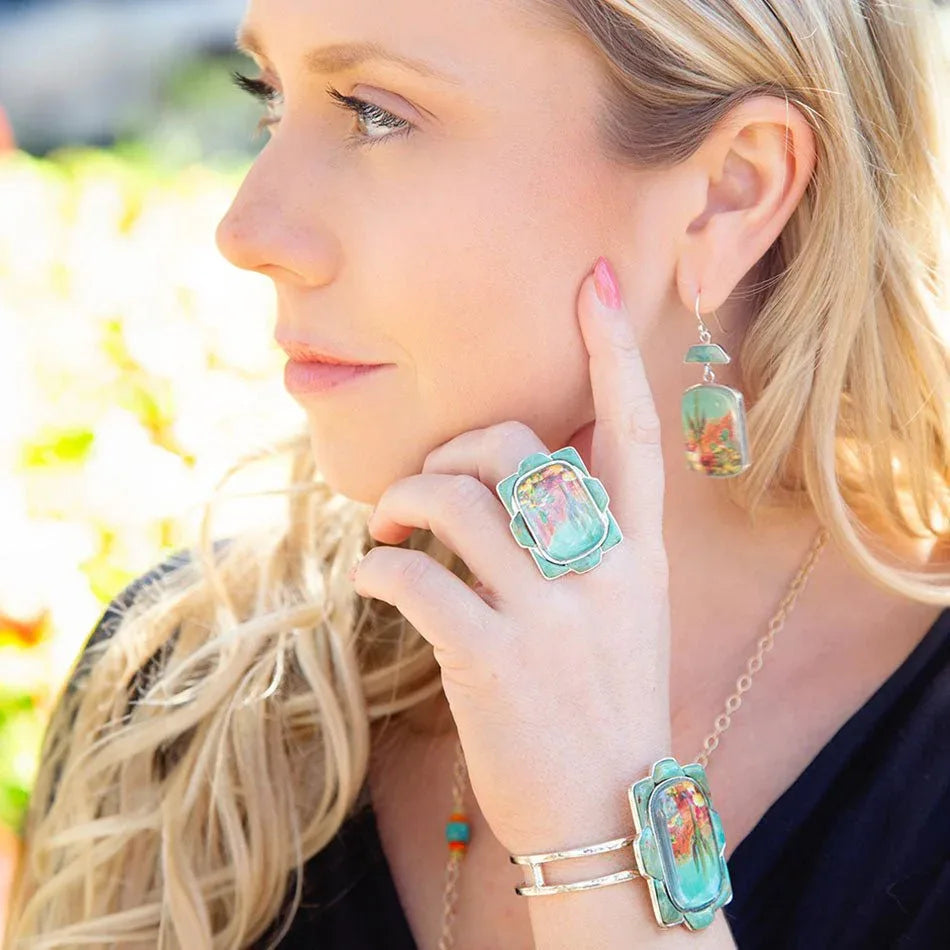 Scenic Sedona Blue Turquoise and Golden Cuff Bracelet - Western Grace Collective