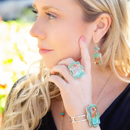 Scenic Sedona Blue Turquoise and Golden Cuff Bracelet - Western Grace Collective