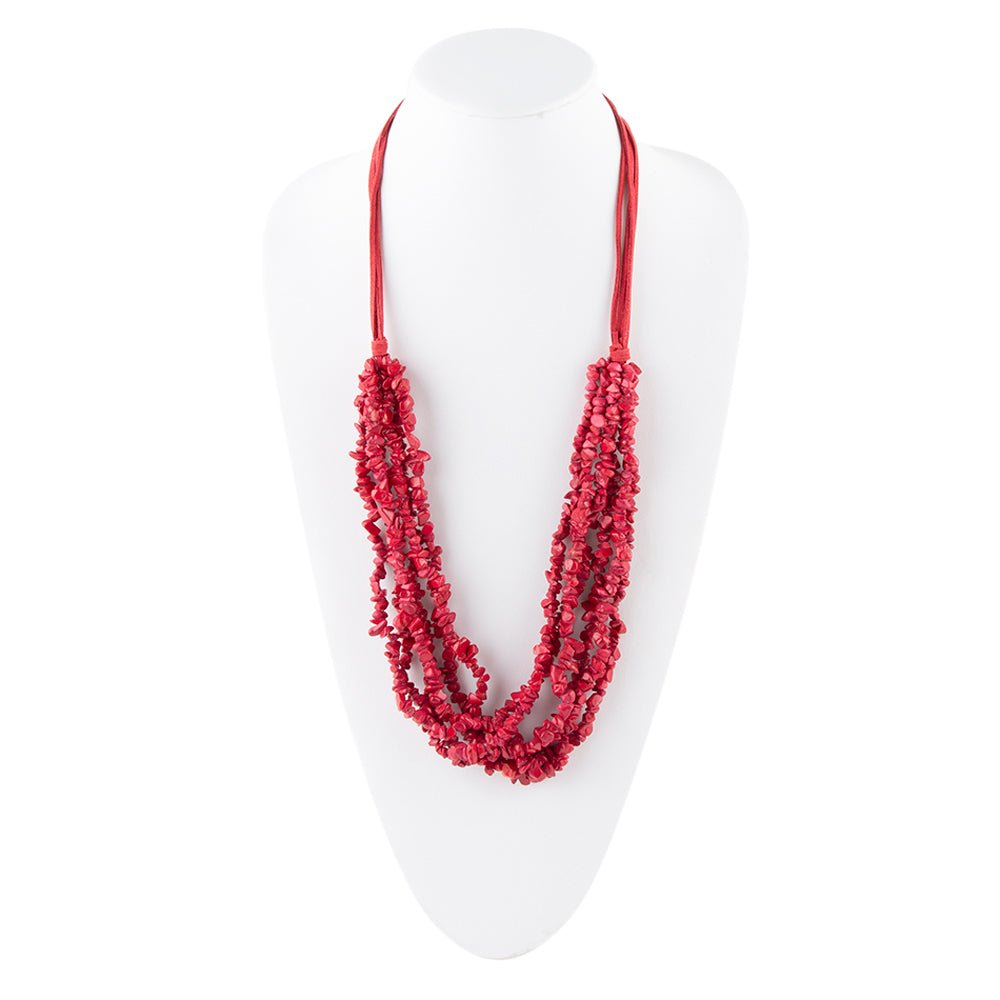 Six Strand Red Magnesite Necklace
