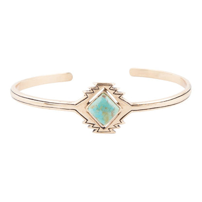 Blue Turquoise Aztec Golden Cuff Bracelet