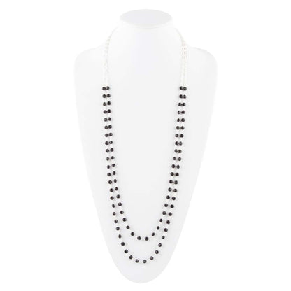 Two Row Onyx and Sterling Silver Necklace