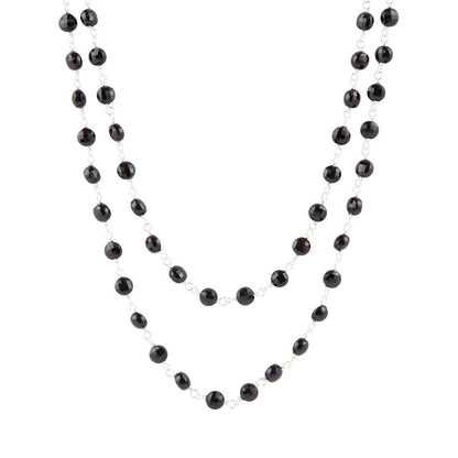 Two Row Onyx and Sterling Silver Necklace