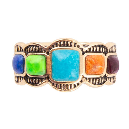 Zion Blue Turquoise Colorful Golden Ring